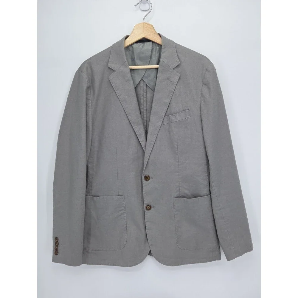 J.Crew Slim Fit Suit Blazer Jacket Mens Medium Stretch Hemp Cotton Grey BC612